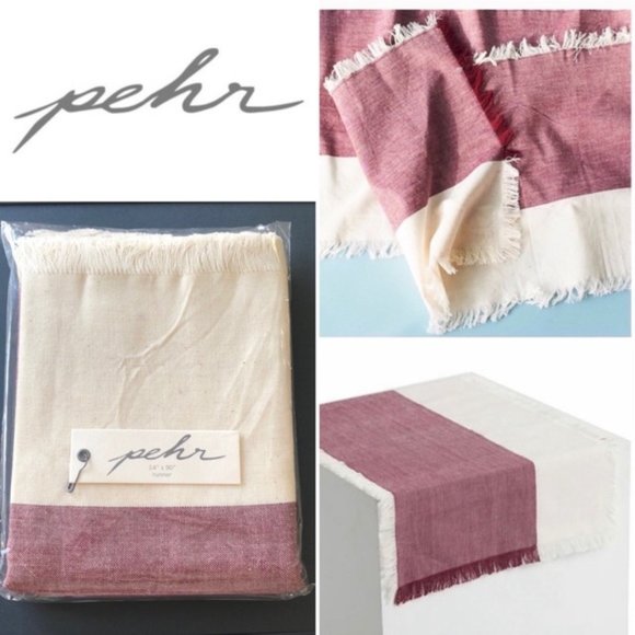 Pehr Designs Burgundy Wine & Cream Tablerunner - Picture 1 of 7